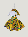Girls Kitenge Skirt Bow with Embroidered T-shirt